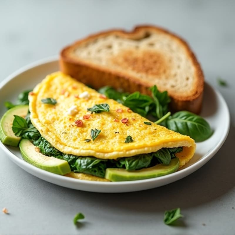 Egg White and Spinach Omelette with Avocado Slices