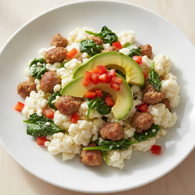 Egg White and Turkey Sausage Scramble with Spinach