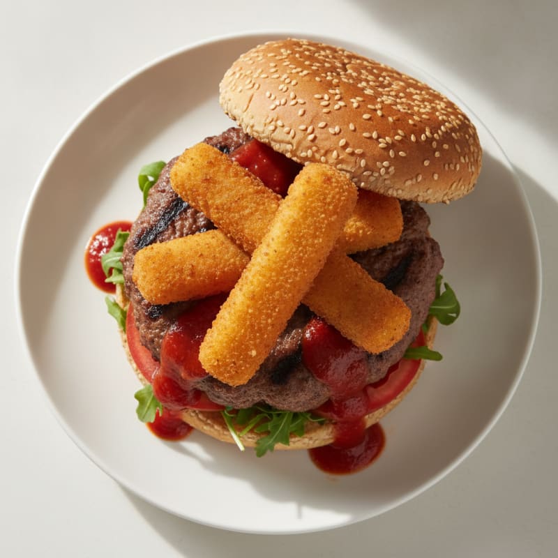 Mozzarella Stick Beef Burger