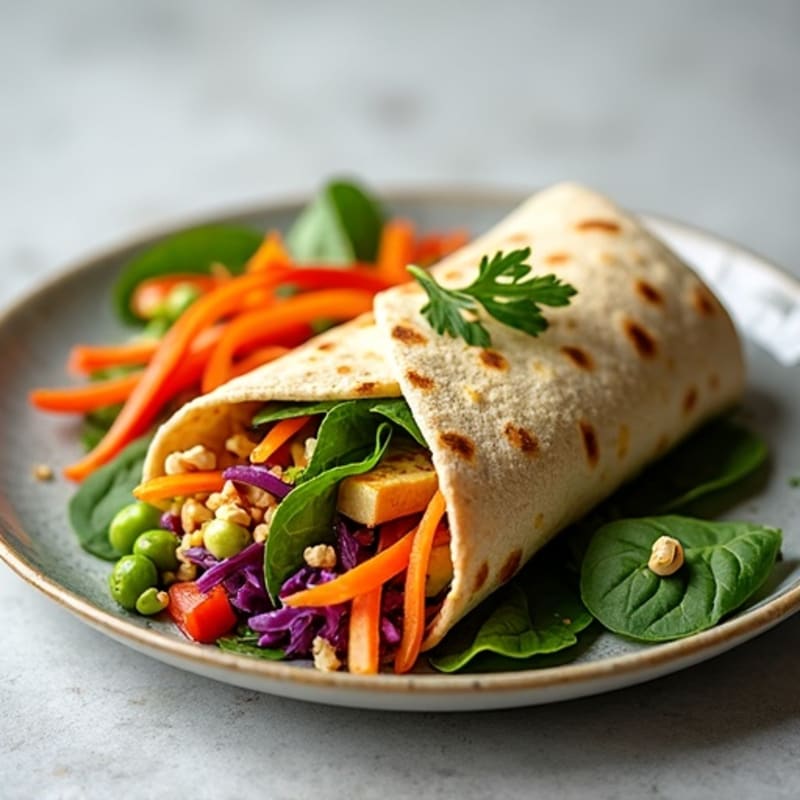 Crunchy Rainbow Veggie Wrap with Herb Cashew Spread
