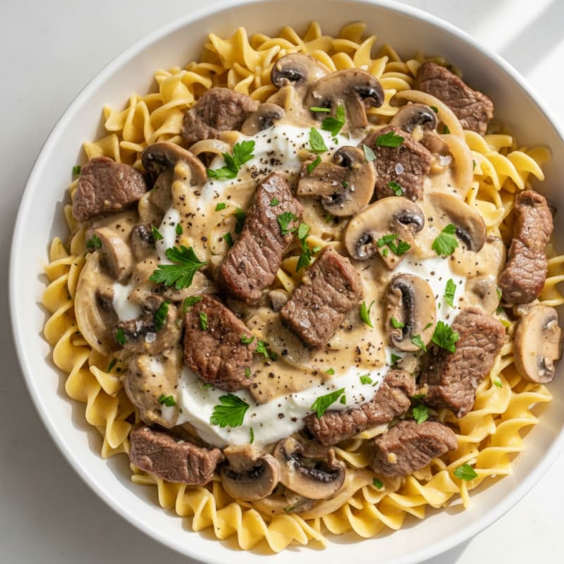 Classic Beef Stroganoff with Egg Noodles