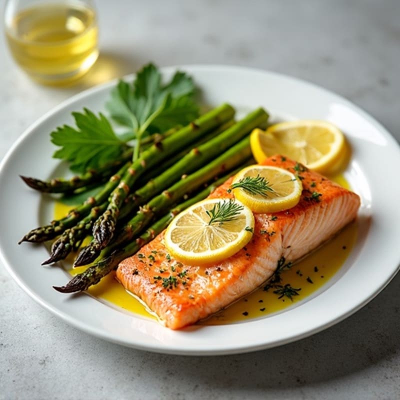 Lemon-Herb Roasted Salmon with Roasted Asparagus