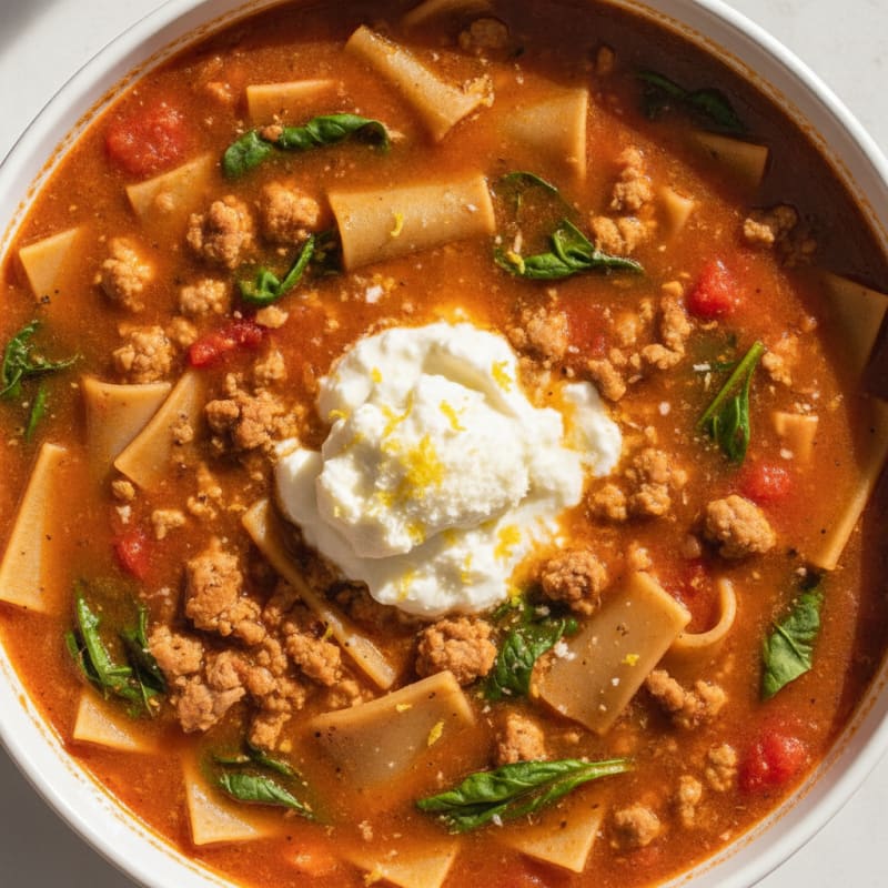 Hearty Lasagna Soup with Ricotta
