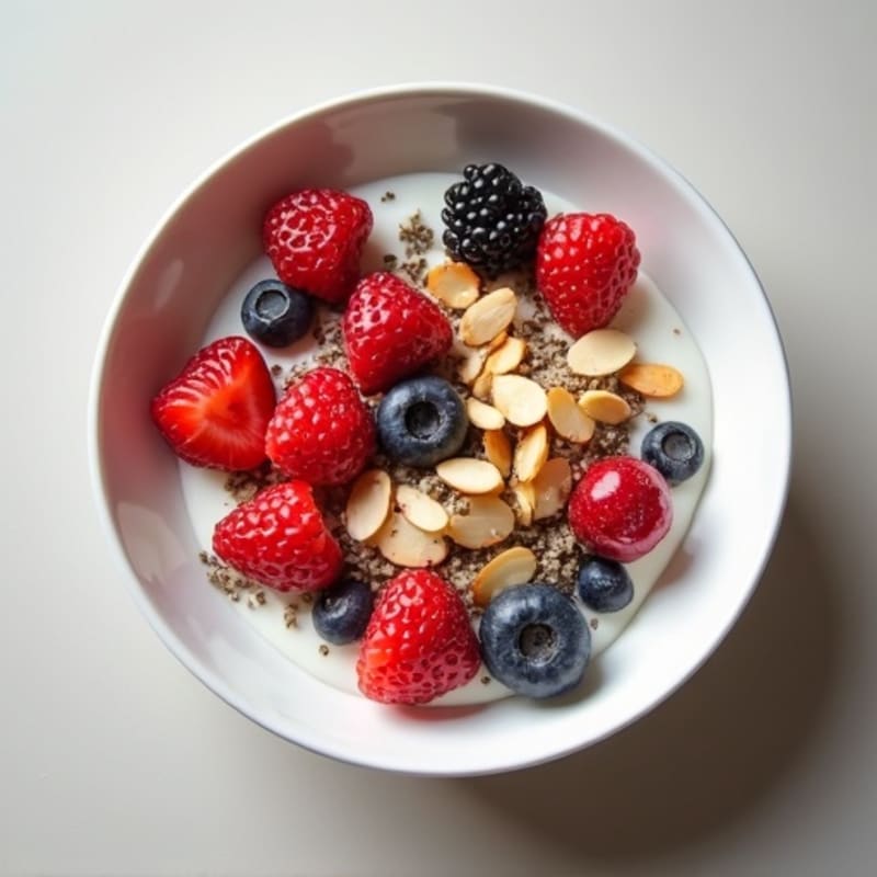 Creamy Greek Yogurt Protein Bowl with Berries and Almonds