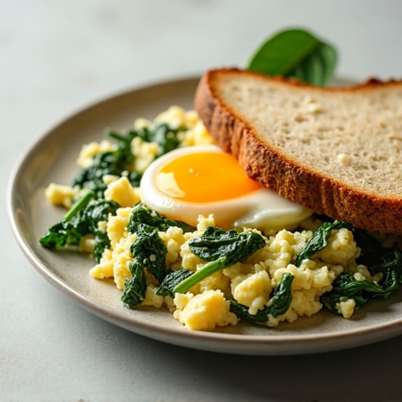 Egg White and Spinach Scramble with Cottage Cheese