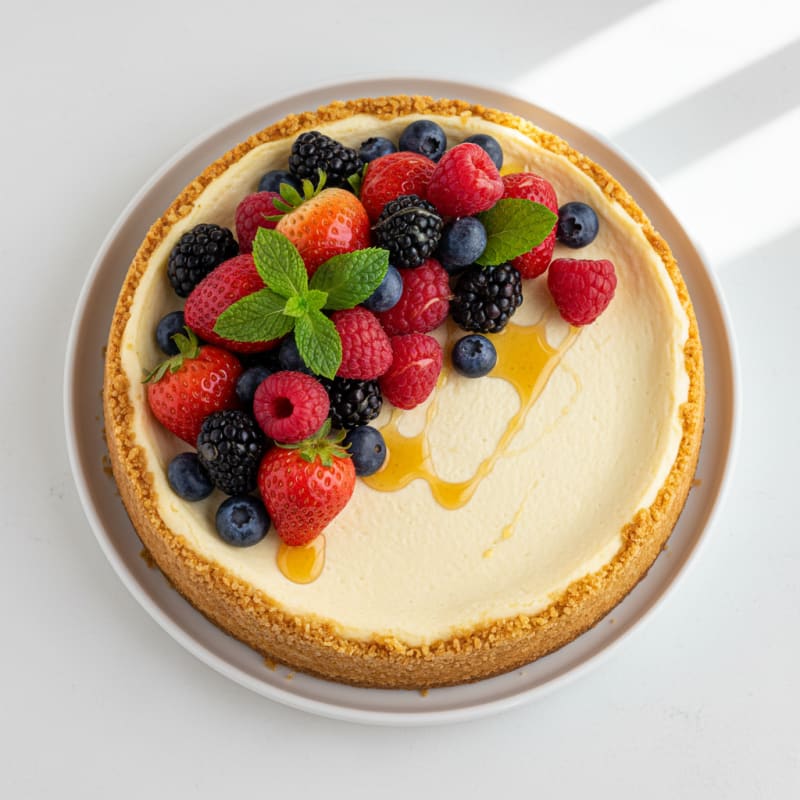 Creamy Protein Cheesecake with Mixed Fruit
