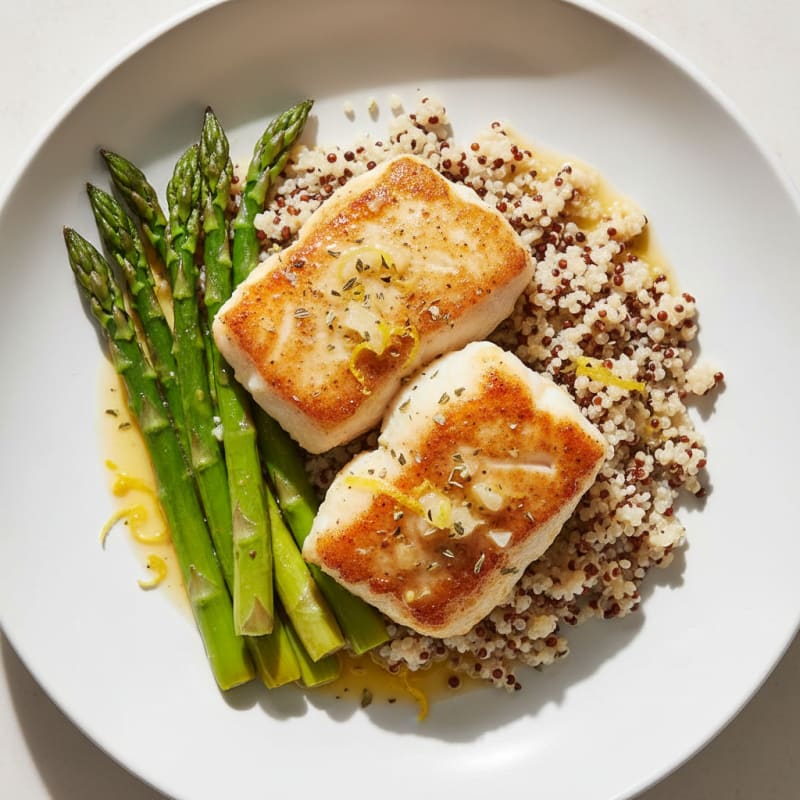 Golden Pan-Seared Halibut with Zesty Lemon