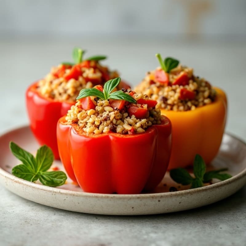 Savory Lean Ground Turkey and Brown Rice Stuffed Bell Peppers