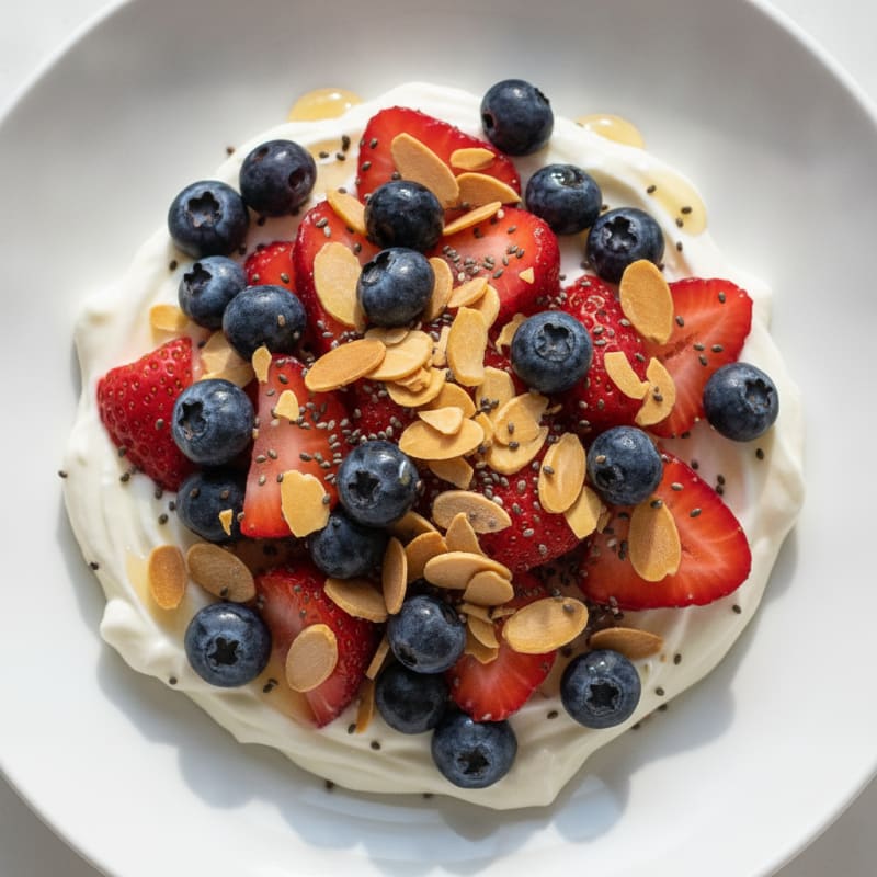 Greek Yogurt Protein Parfait with Berries and Almonds