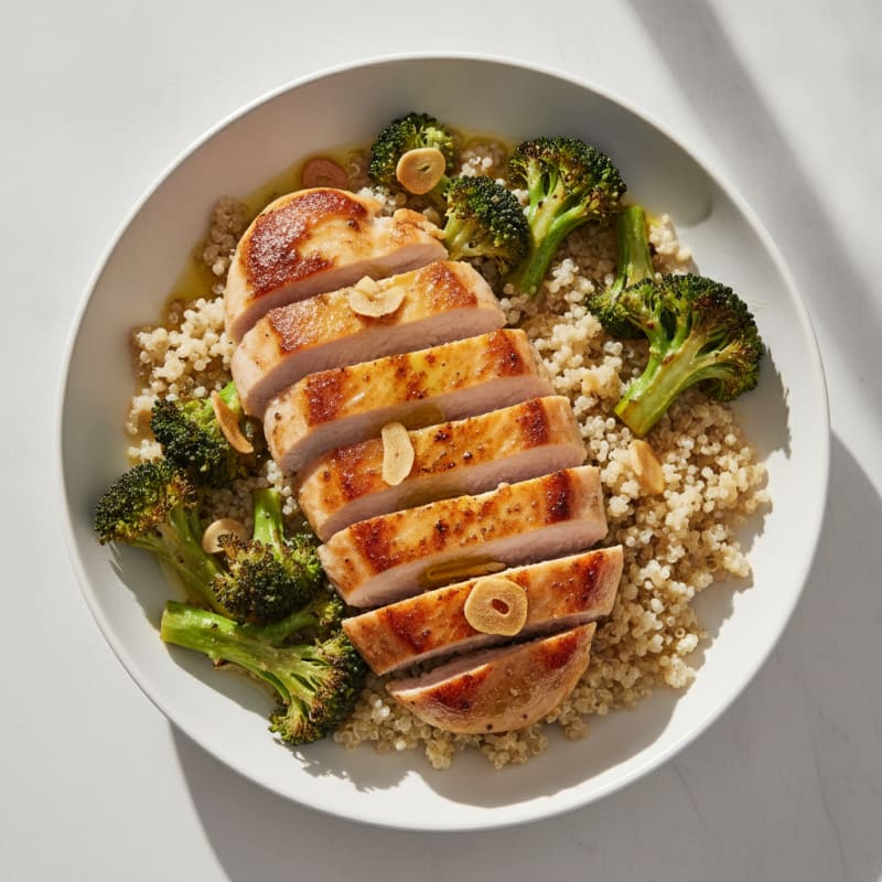 Seared Turkey Breast with Roasted Broccoli and Quinoa