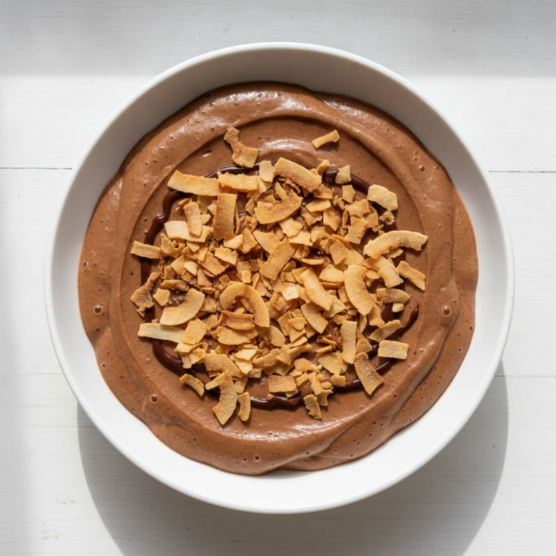 Silky Chocolate Protein Pudding with Toasted Coconut