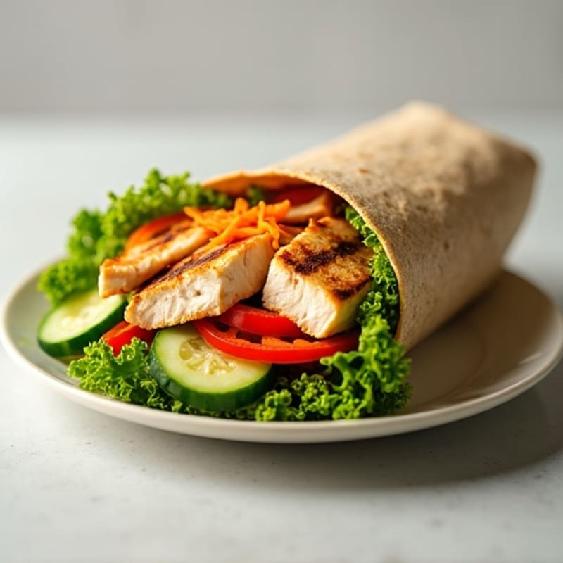 Grilled Chicken and Fresh Crunchy Vegetable Wrap