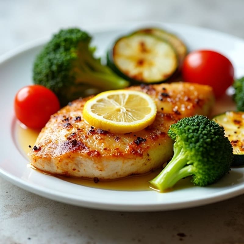 Lemon-Garlic Pan-Seared Chicken with Roasted Vegetables