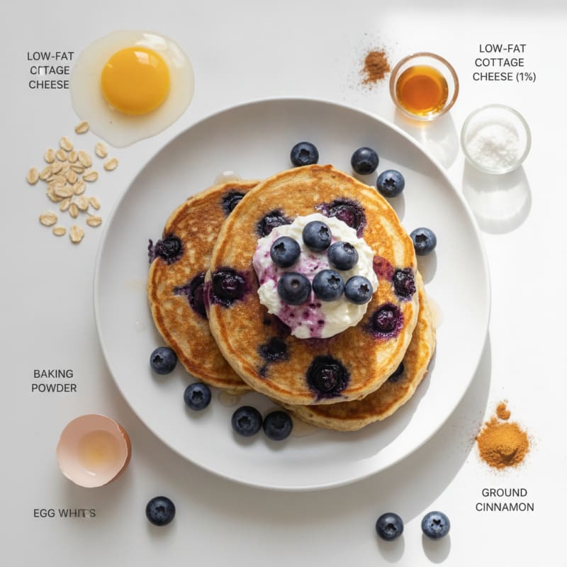 Cottage Cheese Protein Pancakes with Blueberries