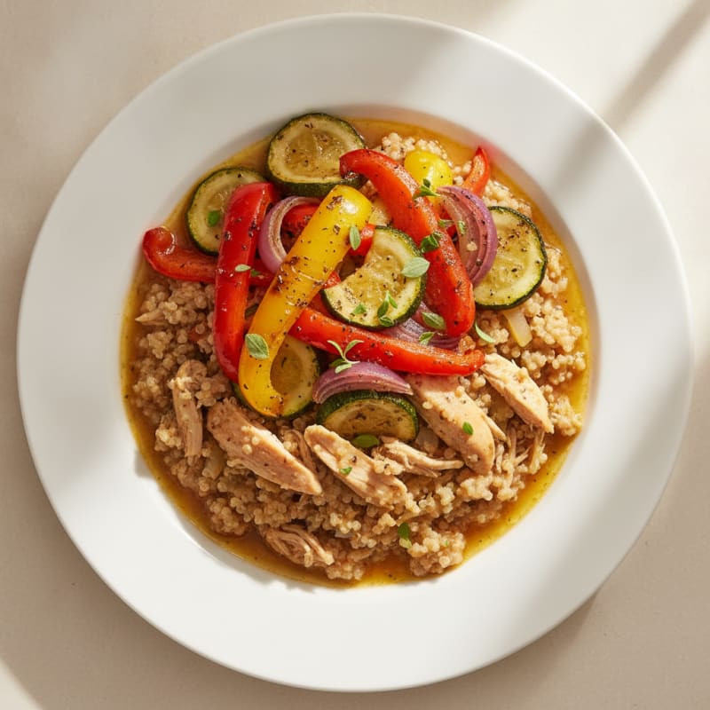Slow Cooker Quinoa with Roasted Vegetables