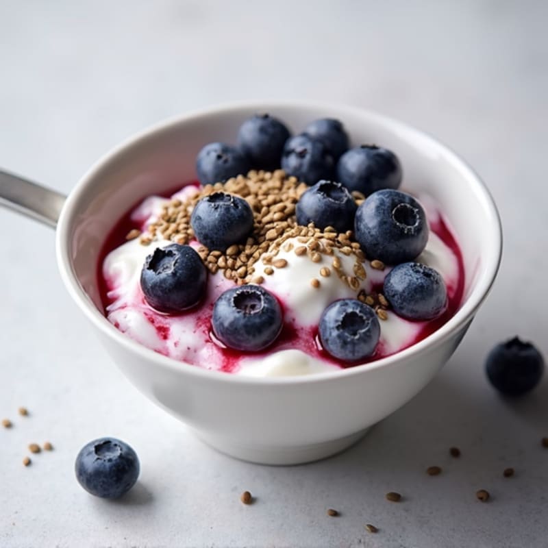 Greek Yogurt with Hemp Seeds and Blueberries