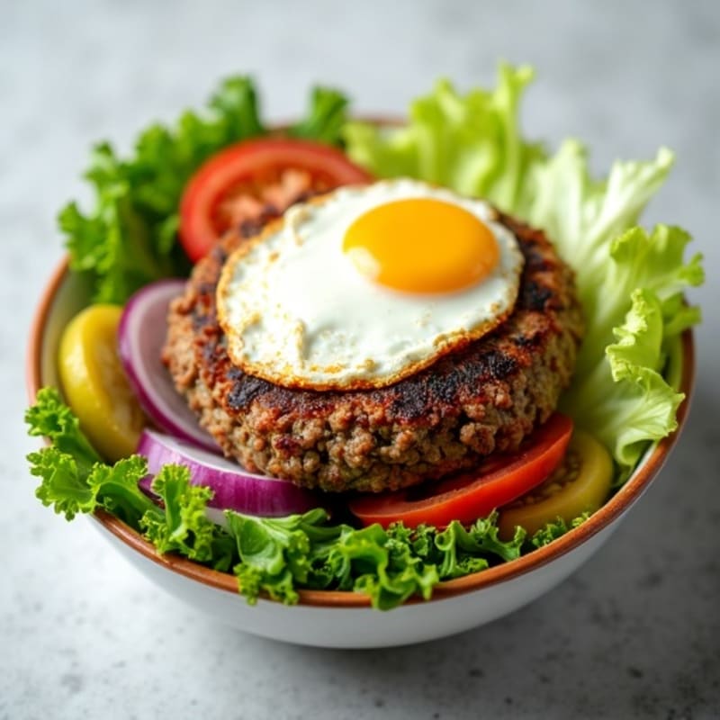 Lean Ground Beef Burger Bowl with Creamy Special Sauce and Crispy Lettuce