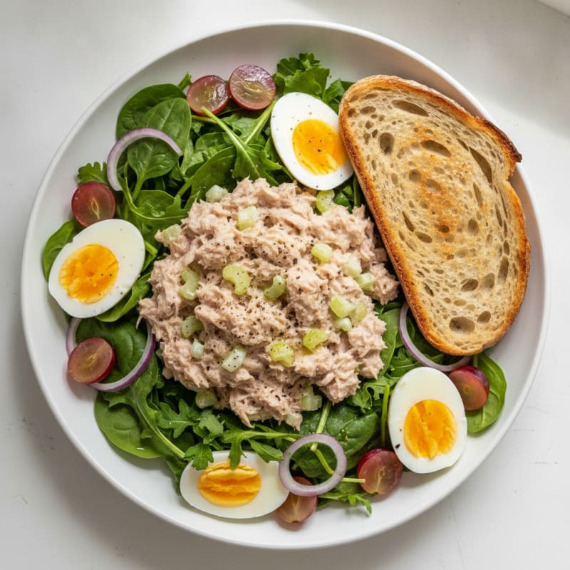 Tuna and Greek Yogurt Salad Bowl with Mixed Greens
