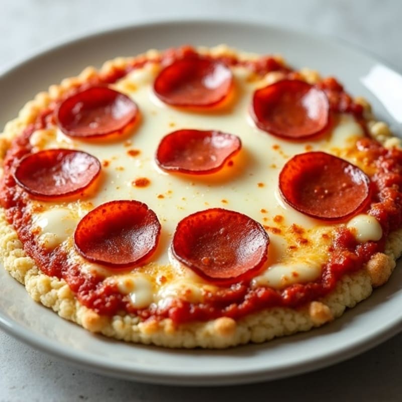Cauliflower-Crust Pizza with Turkey Pepperoni and Melted Mozzarella