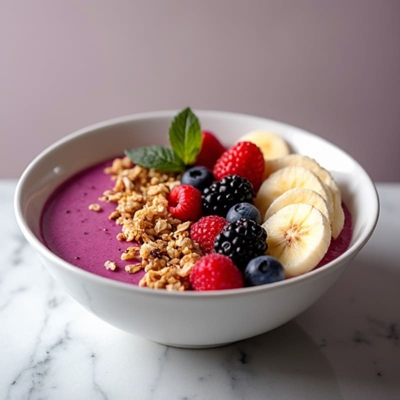 Vibrant Acai Smoothie Bowl with Fresh Berries and Crunchy Granola
