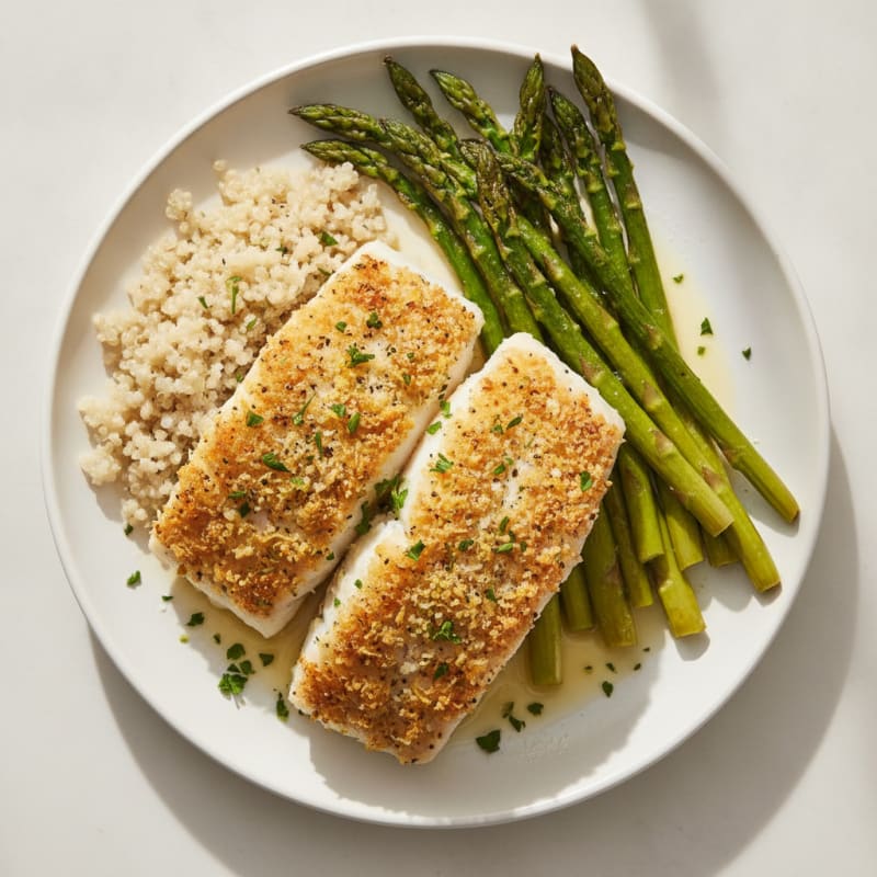 Lemon Herb Baked Cod with Roasted Asparagus