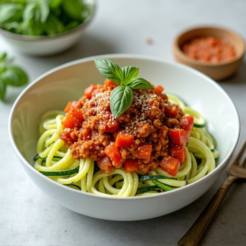 Lean Ground Turkey Bolognese with Zucchini Noodles