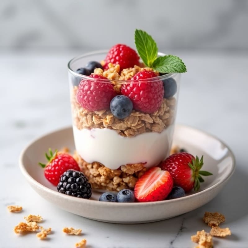 Greek Yogurt Protein Parfait with Mixed Berries