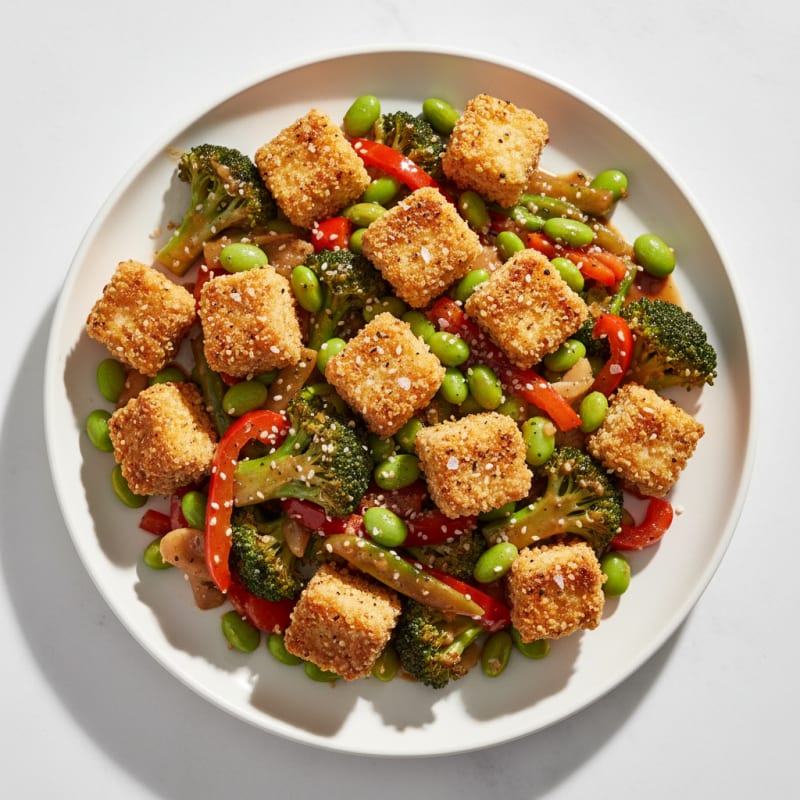 Crispy Sesame Tofu and Vegetable Stir-Fry