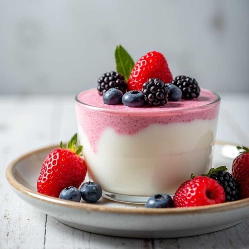 Greek Yogurt Protein Mousse with Mixed Berries
