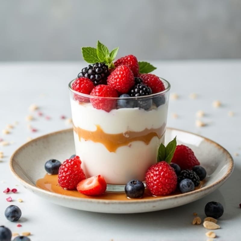 Greek Yogurt Protein Parfait with Berries and Almond Butter