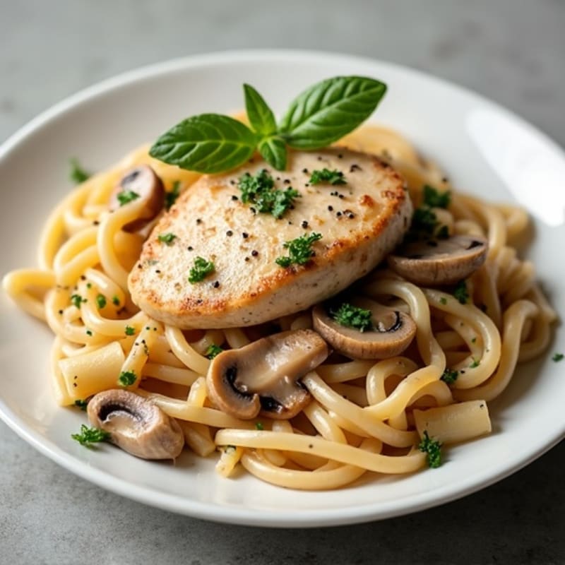 Creamy Truffle Mushroom Whole Wheat Pasta with Chicken