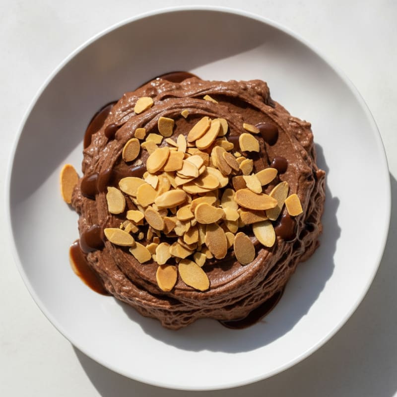 Chocolate Peanut Butter Protein Mousse with Almond Crunch