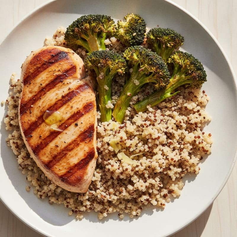 Grilled Turkey Breast with Quinoa and Roasted Broccoli