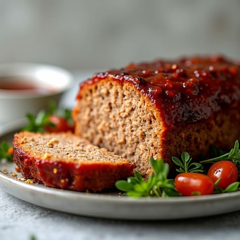 Smoky BBQ Glazed Turkey-Bacon Meatloaf