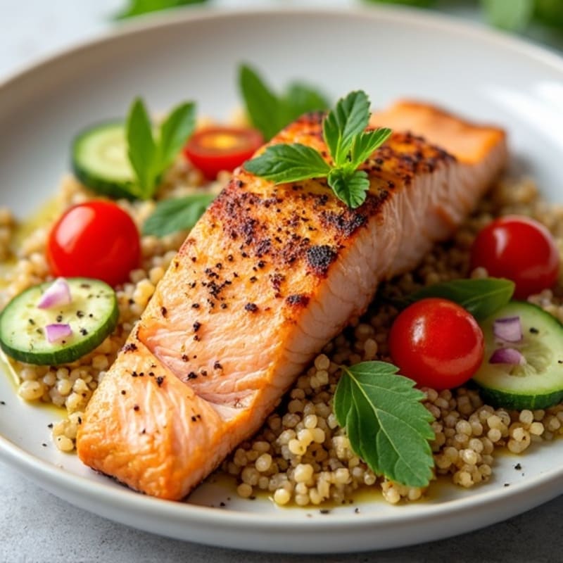 Grilled Salmon with Crunchy Quinoa Salad