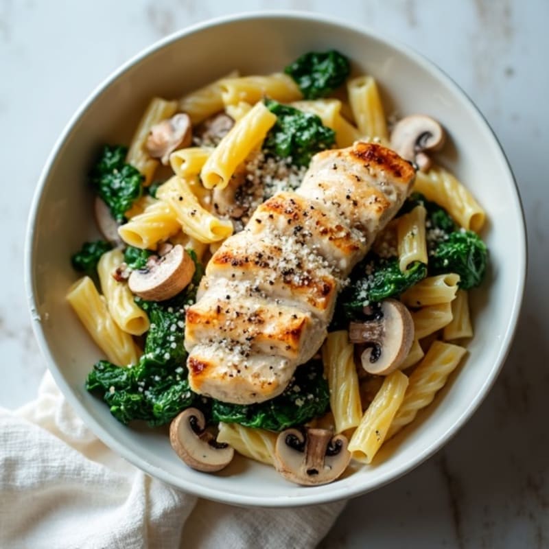 Creamy Truffle Mushroom Pasta with Spinach