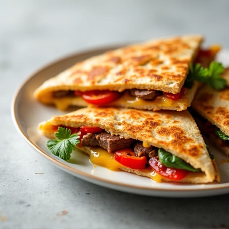 Lean Steak and Bell Pepper Crispy Quesadillas