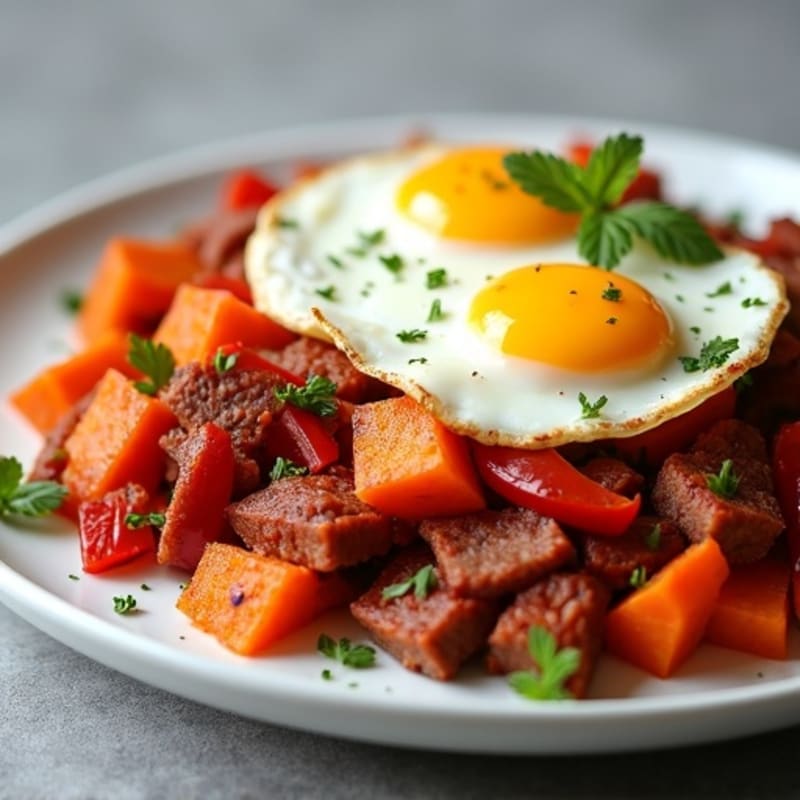 Crispy Sweet Potato Corned Beef Hash