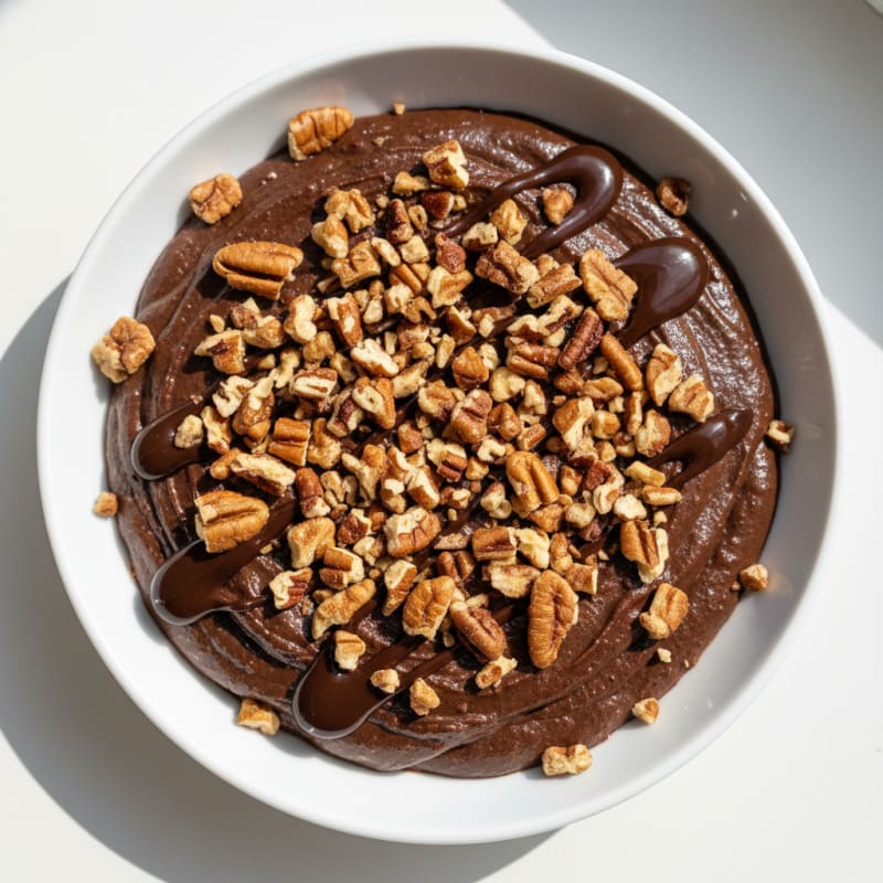 Silky Dark Chocolate Protein Mousse with Crushed Pecans