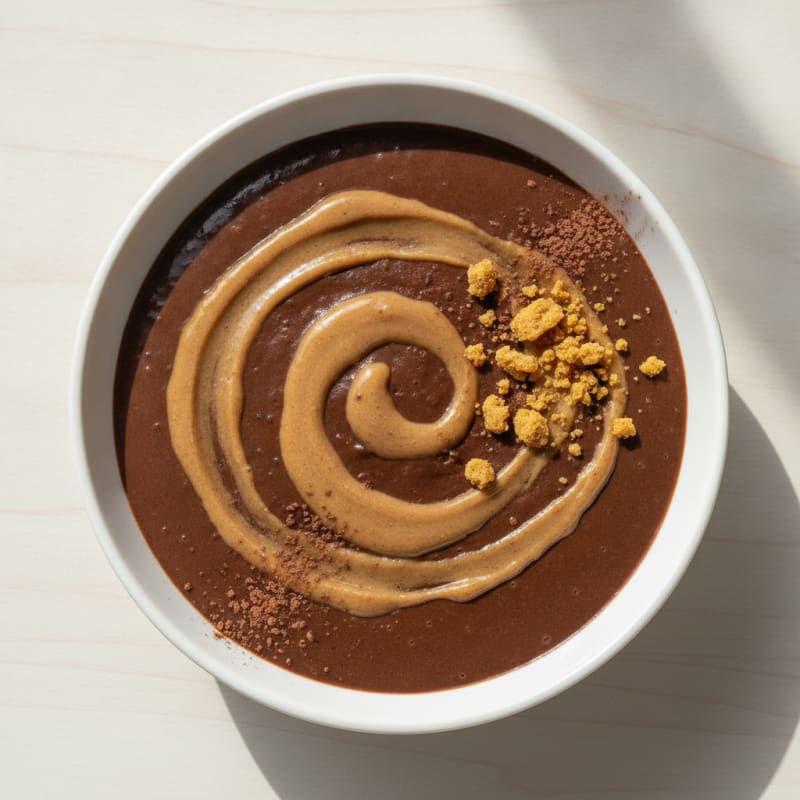 Silky Protein Chocolate Pudding with Almond Butter Swirl