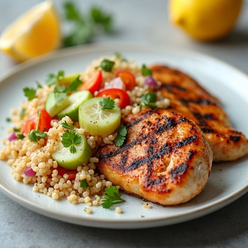 Grilled Chicken Breast with Crunchy Quinoa Salad