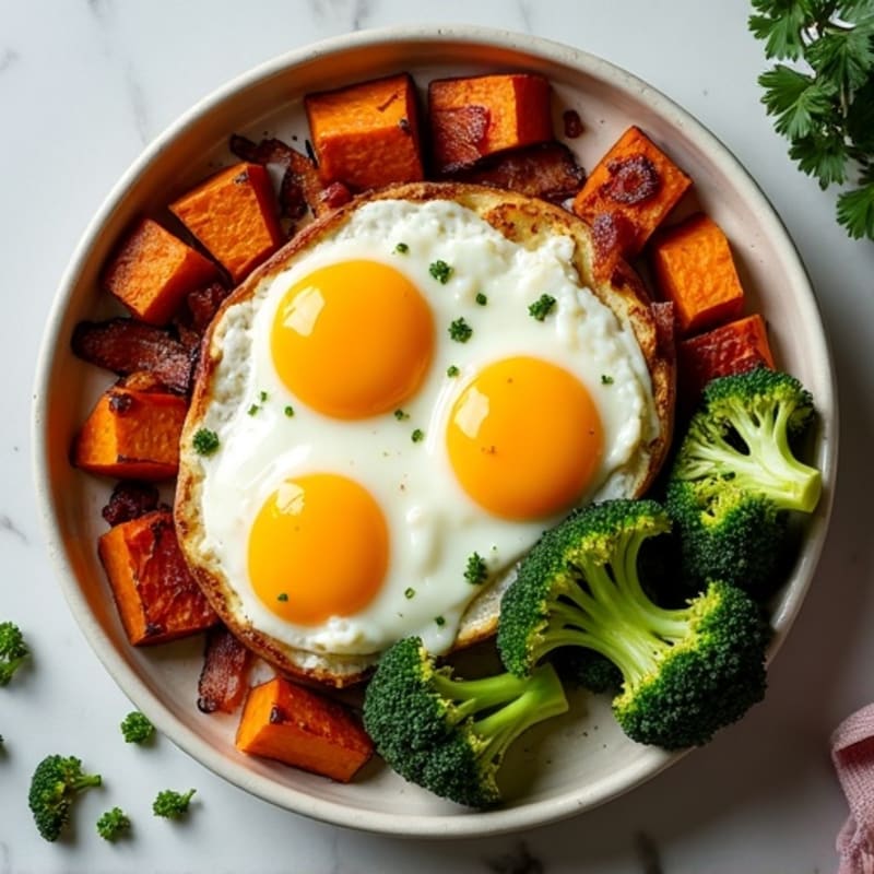 Sheet Pan Eggs with Roasted Sweet Potato and Broccoli