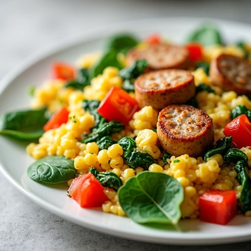 Egg White and Turkey Sausage Scramble with Spinach
