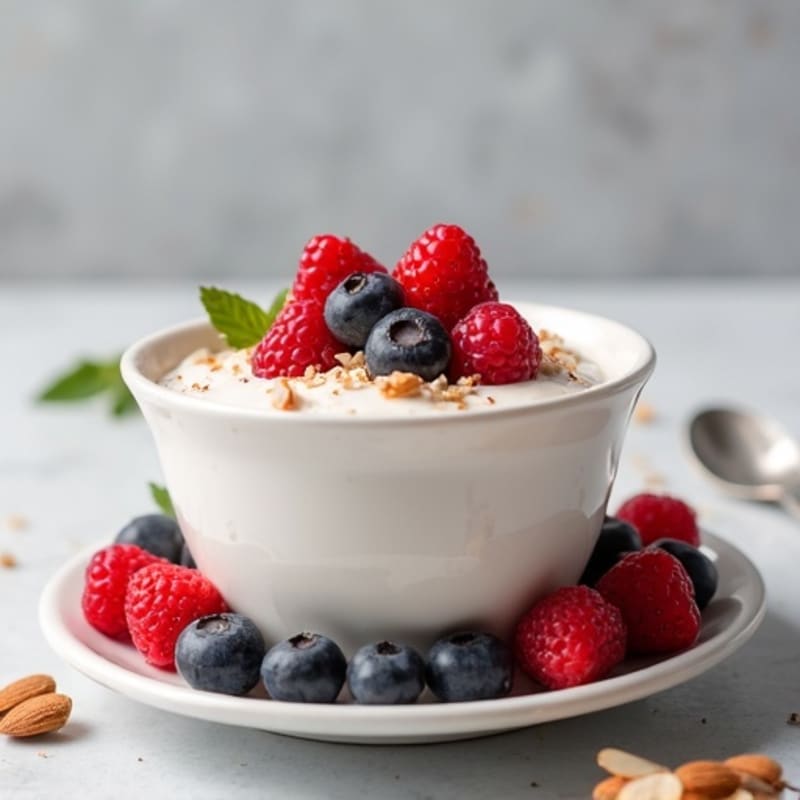 Greek Yogurt Protein Pudding with Mixed Berries