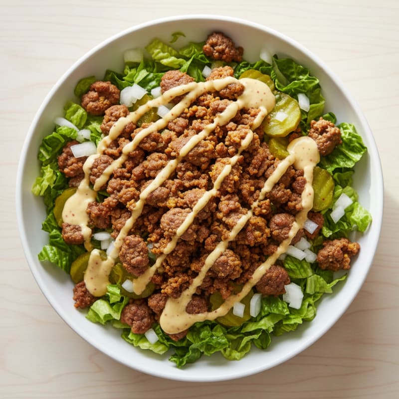 Crispy Ground Beef Big Mac Bowl