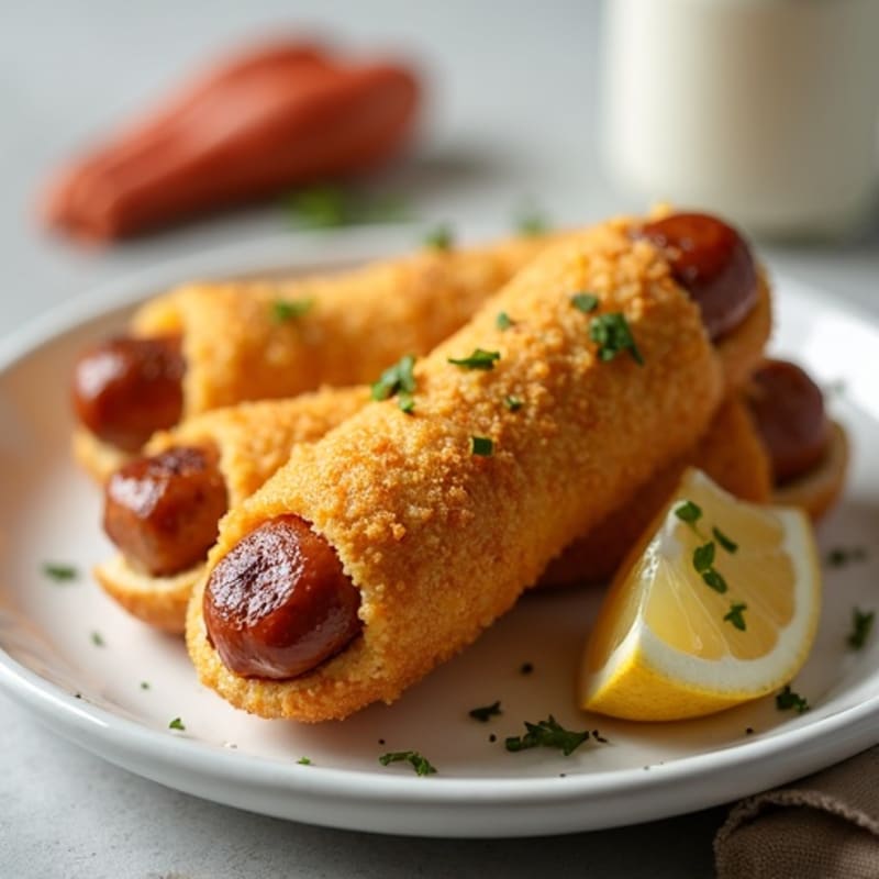 Crispy Baked Chicken Sausage Corn Dogs