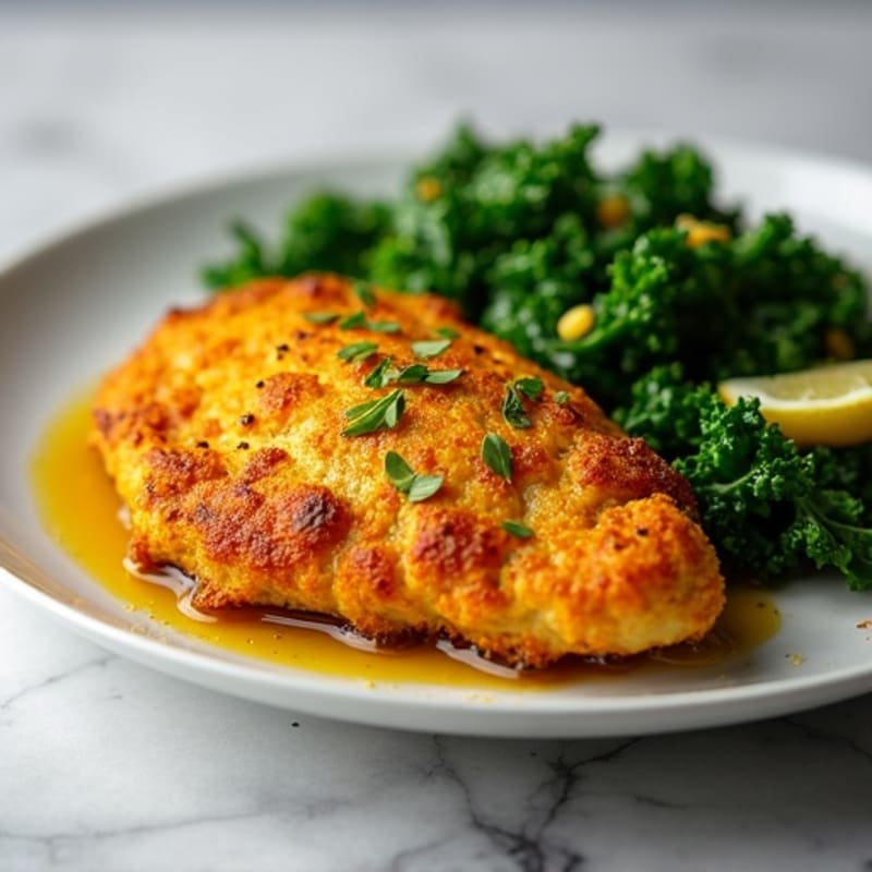 Crispy Turmeric Chicken with Garlicky Greens