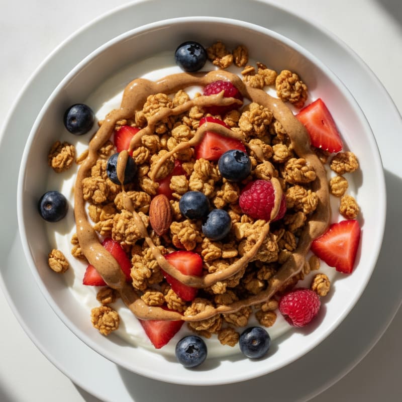 Creamy Greek Yogurt Bowl with Protein Granola and Mixed Berries