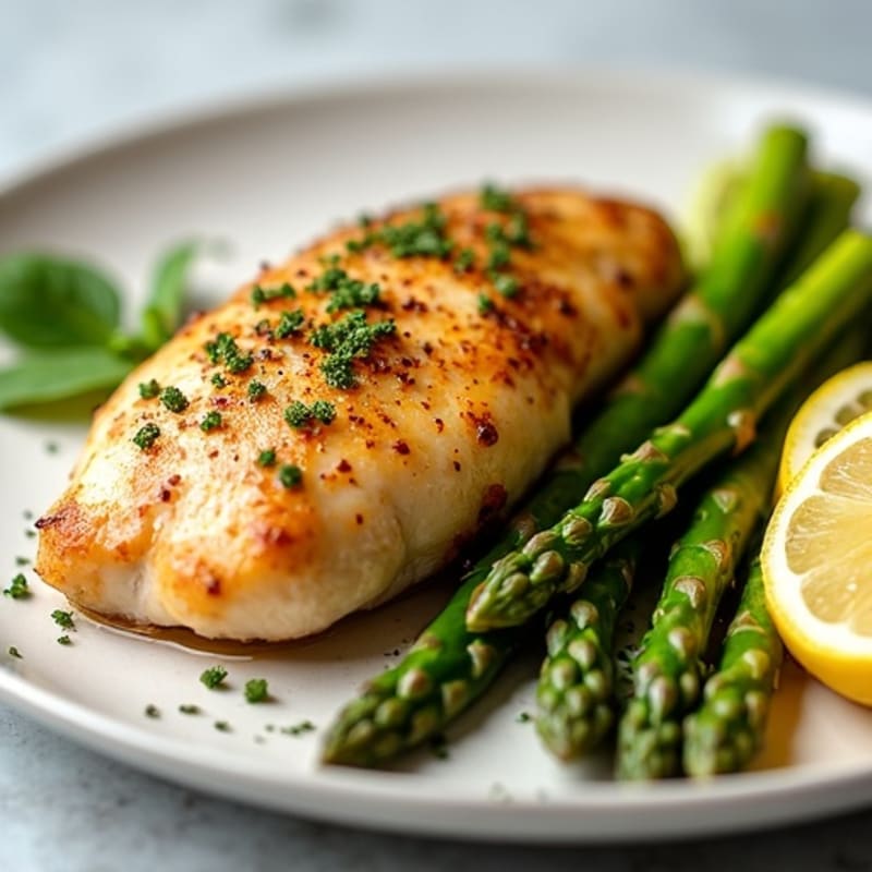 Lemon Herb Roasted Chicken with Crispy Asparagus
