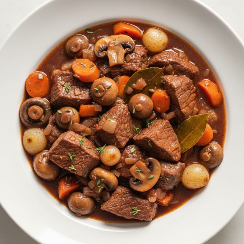 Classic Beef Bourguignon with Mushrooms